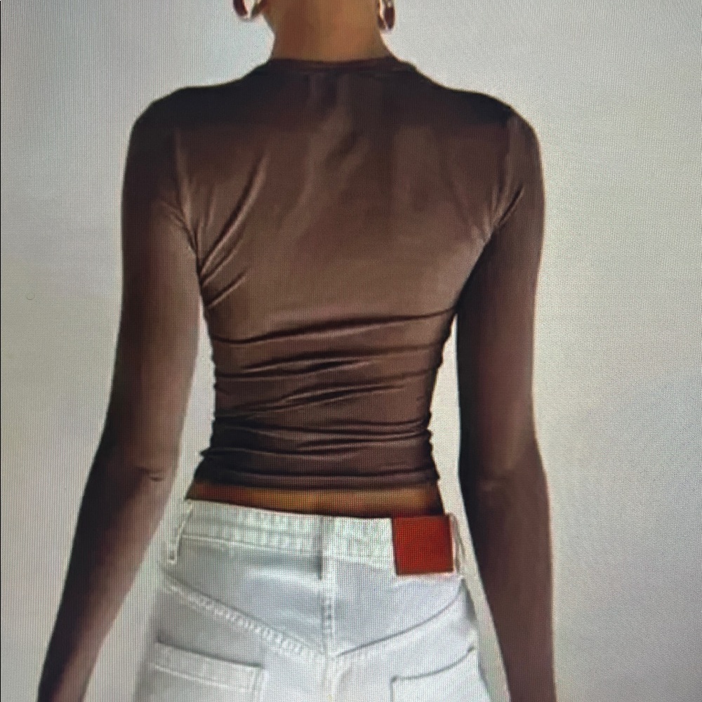 Commense Utility Long Sleeve Brown NWT Crop Top‎ Minimalist Streetwear Gorpcore - Picture 3 of 13